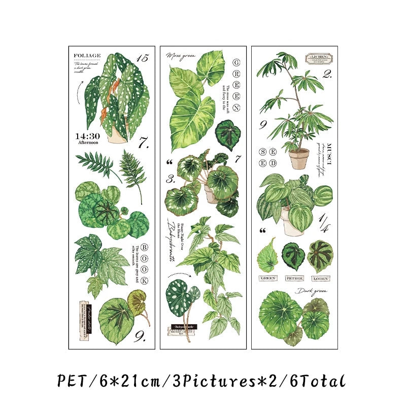 Botanical Green Plant Sticker Sheet – Aesthetic Nature Journaling & Scrapbook Sticker