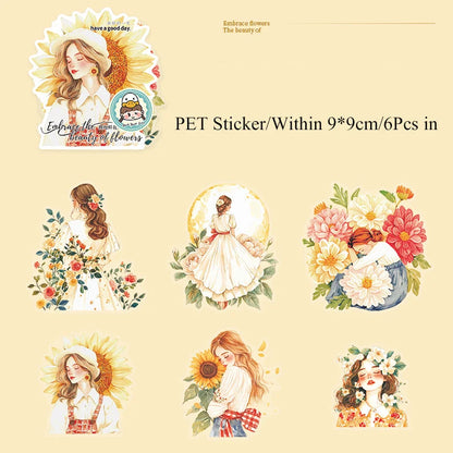 Embracing the beauty of flowers Sticker