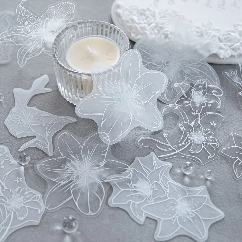 Moonlit White Garden Flower Sticker Pack