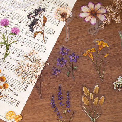 Flower Bloom Chronicles Series Sticker featuring flower designs for journaling, scrapbooking and collage
