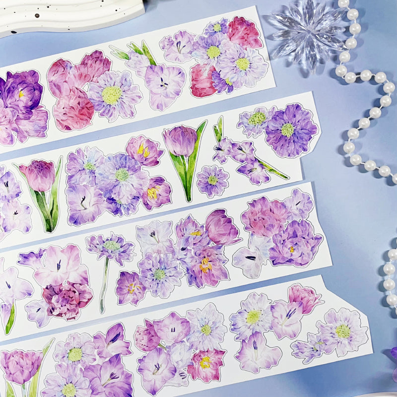 Whole Roll 6cm*5m Purple Garden Die Cutting Synthetic Paper Tape