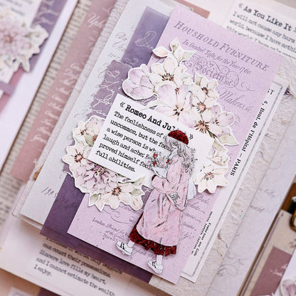 5.5cm*150cm Purple Smoke Flower Die Cutting Washi/PET/Shell Light PET Tape featuring flower, and light designs for journaling, scrapbooking and collage