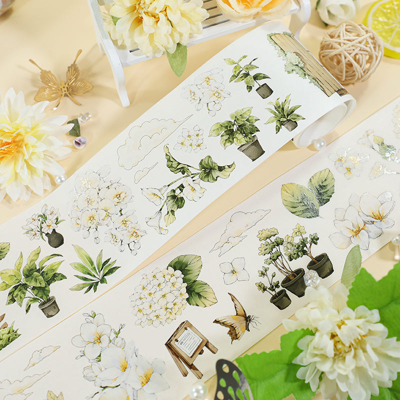 Small Garden Die Cutting Washi/Shell Light PET Tape featuring garden, and light designs for journaling, scrapbooking and collage