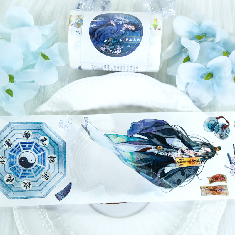Moon shines bright Die Cutting Washi/Shell Silver PET Tape featuring silver, and moon designs for journaling, scrapbooking and collage