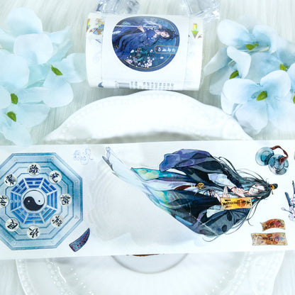 Moon shines bright Die Cutting Washi/Shell Silver PET Tape featuring silver, and moon designs for journaling, scrapbooking and collage