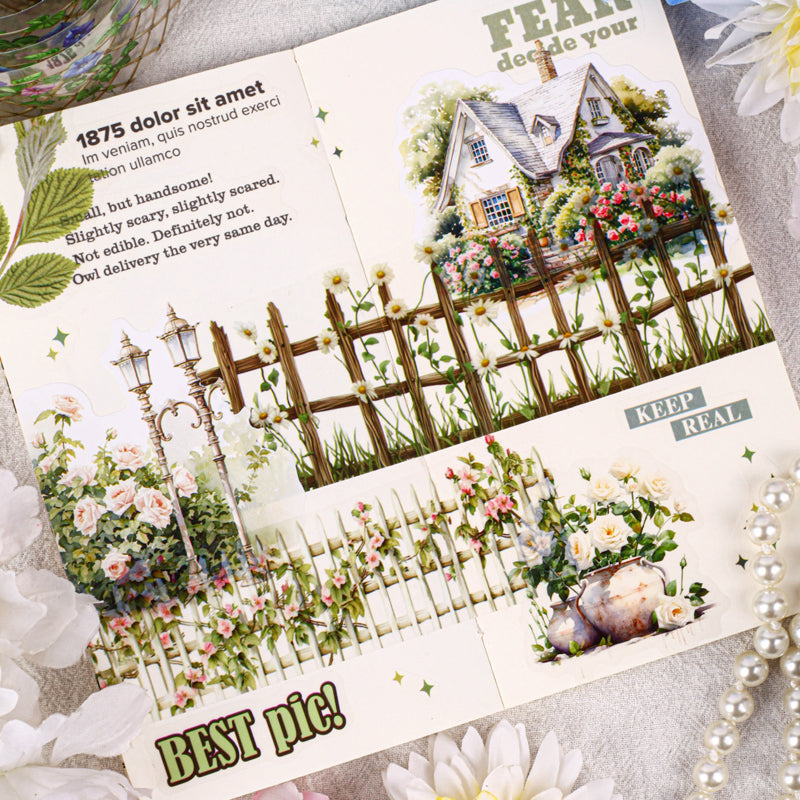 Retro fence series PET Tape featuring retro designs for journaling, scrapbooking and collage