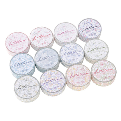 Thin Salt Flower Series Flash Sand Synthetic Paper Tape featuring flower designs for journaling, scrapbooking and collage