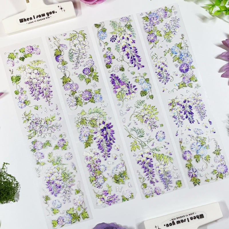 Whole Roll 6cm*5m Chao Yan Fu Meng Die Cutting Washi/Synthetic Paper/Shell Light PET Tape featuring light designs for journaling, scrapbooking and collage