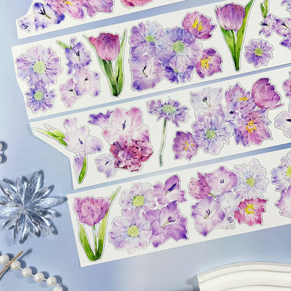 Whole Roll 6cm*5m Purple Garden Die Cutting Synthetic Paper Tape