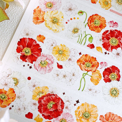 Whole Roll 6cm*5m Spring fills the garden Washi/PET Tape featuring garden, and spring designs for journaling, scrapbooking and collage