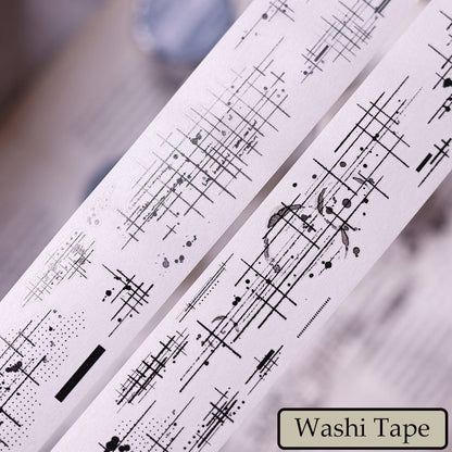 Ruban washi/PET de découpe 3 cm × 100 cm, collection lignes d’encre claire