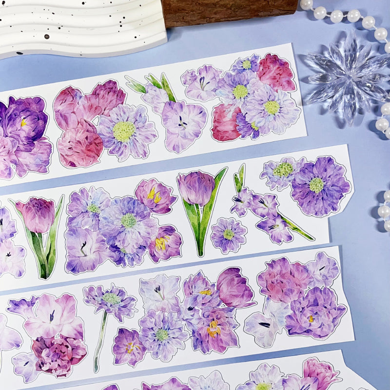 Whole Roll 6cm*5m Purple Garden Die Cutting Synthetic Paper Tape