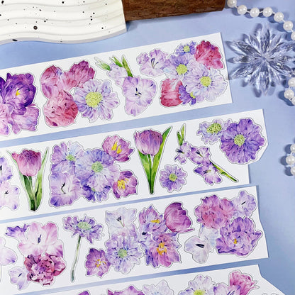 Whole Roll 6cm*5m Purple Garden Die Cutting Synthetic Paper Tape