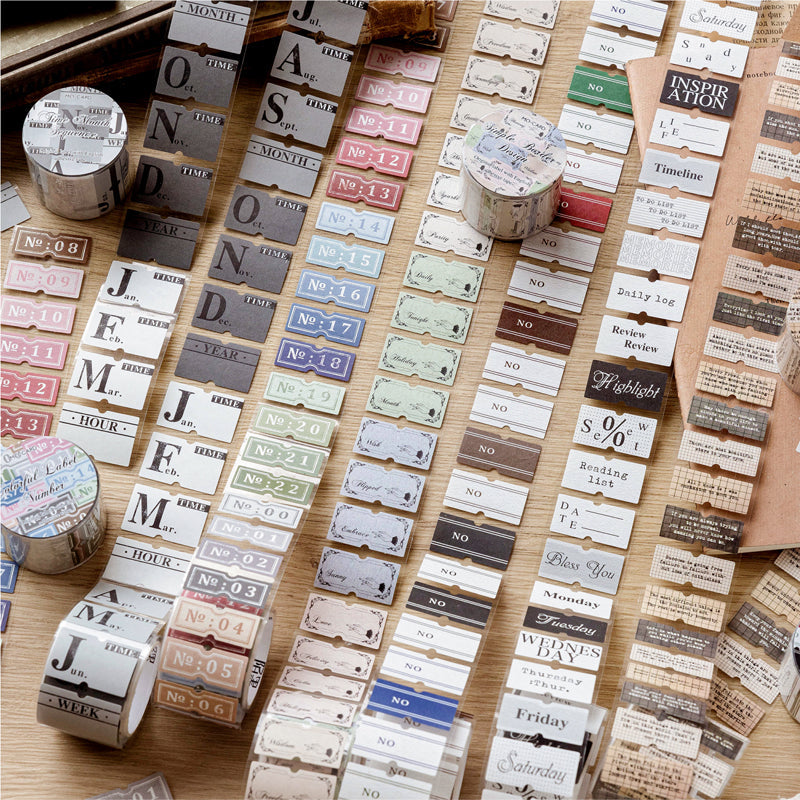 Label Element Series Die Cutting White Kraft Paper Tape featuring white designs for journaling, scrapbooking and collage