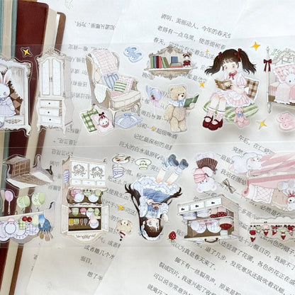 5.5cm*102cm Lily's Sweet House Die Cutting Washi/PET Tape featuring sweet, and house designs for journaling, scrapbooking and collage