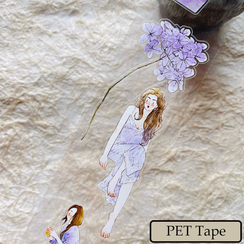 5cm*333cm Little purple Die Cutting Washi/PET/Fog PET Tape