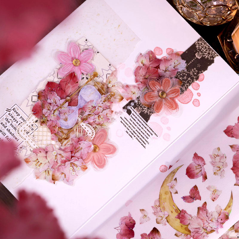 Whole Roll 6cm*5m Flower Mirror Die Cutting Shell Light Washi/PET Tape