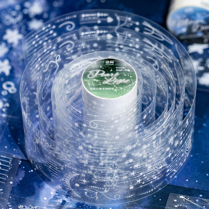 Silver Frost Black Ink Series Die Cutting PET Tape featuring black, and silver designs for journaling, scrapbooking and collage