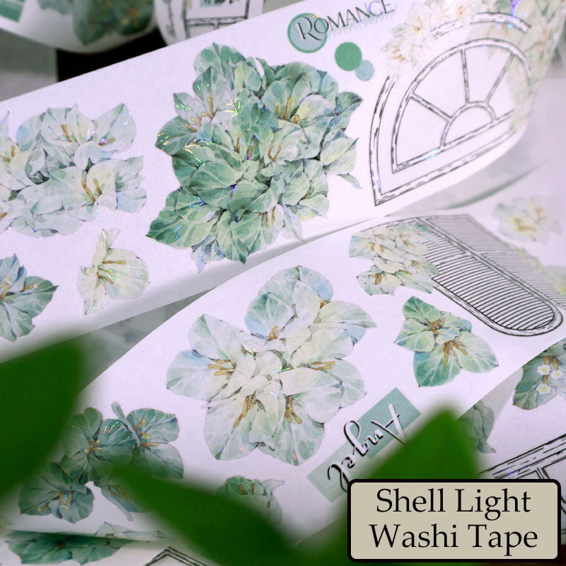 6cm*100cm Flower Architrave Die Cutting Shell Light Washi/PET Tape