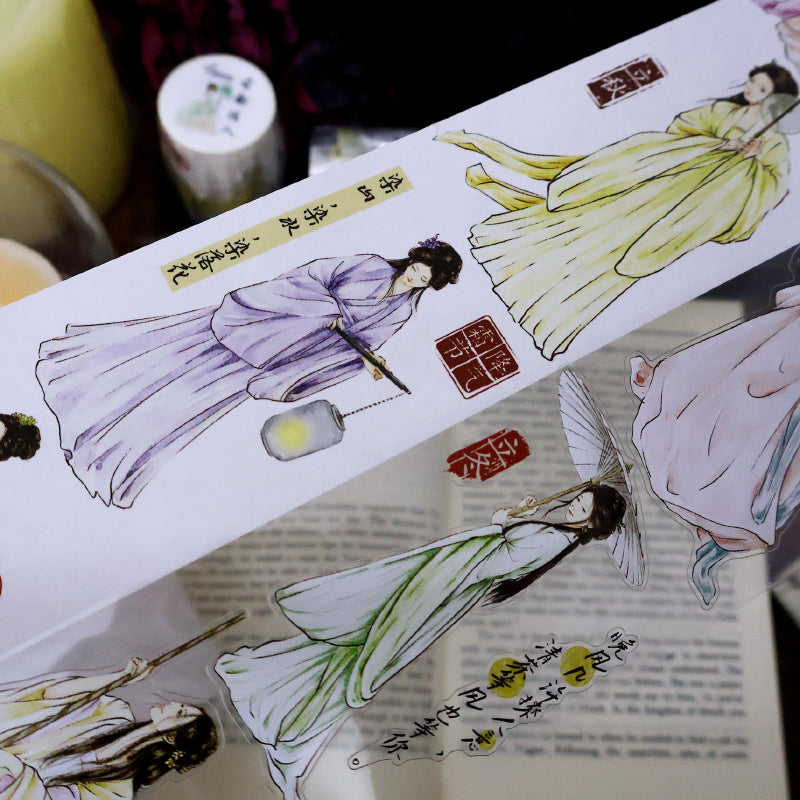6.1cm*100cm Ancient Graceful Lady Die Cutting Washi/PET Tape for journaling, scrapbooking and collage