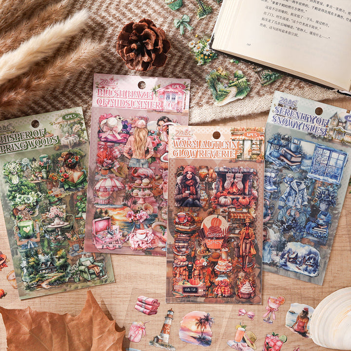 Four Seasons Travel Series Sticker featuring sea designs for journaling, scrapbooking and collage