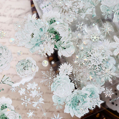 6.5cm*150cm Mint Ice Die Cutting Shell Light PET Tape featuring light designs for journaling, scrapbooking and collage