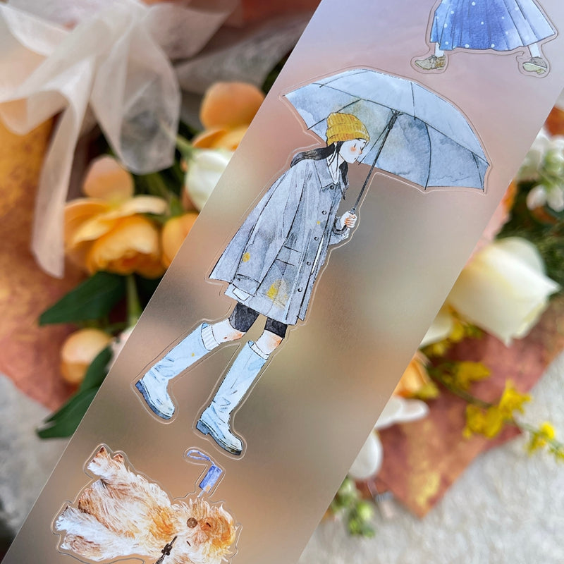 Whole Roll 6cm*10m It's raining Die Cutting Washi/PET/Fog PET Tape featuring rain designs for journaling, scrapbooking and collage