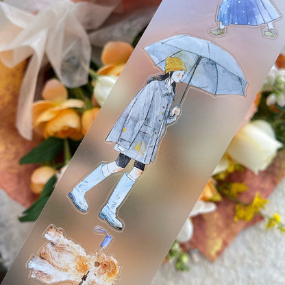 Whole Roll 6cm*10m It's raining Die Cutting Washi/PET/Fog PET Tape featuring rain designs for journaling, scrapbooking and collage