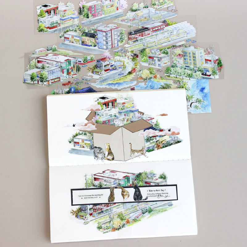 6cm*100cm Urban Scenery PET Tape for journaling, scrapbooking and collage