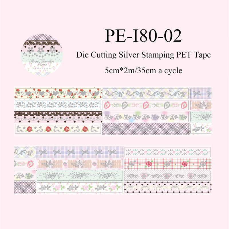 Cocoa Rose House Series Die Cutting Silver Stamping PET Tape