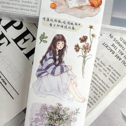 Whole Roll 6.5cm*6m Autumn Letters Die Cutting Washi/PET/Fog PET Tape featuring autumn, and letter designs for journaling, scrapbooking and collage