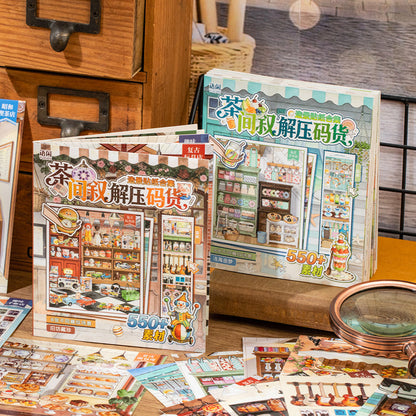 Tea Break Series 3D Sticker Book featuring tea, and book designs for journaling, scrapbooking and collage