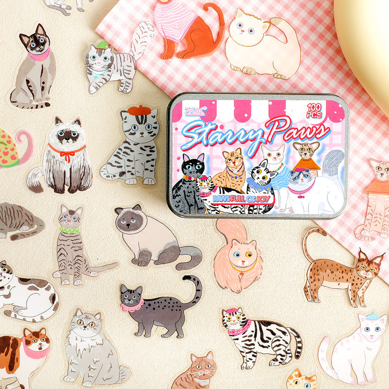 Cat Planet Wanderings Series Sticker featuring cat designs for journaling, scrapbooking and collage