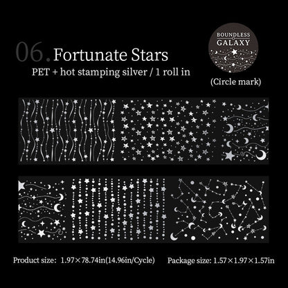 Boundless Galaxy Series Silver Stamping PET Tape