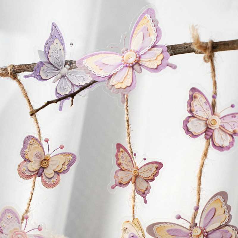 Fabric Butterfly Chronicles Series Sticker featuring butterfly designs for journaling, scrapbooking and collage