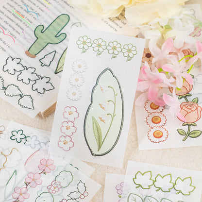 Embroidered Color Market Series Sticker Book featuring red, book, and color designs for journaling, scrapbooking and collage