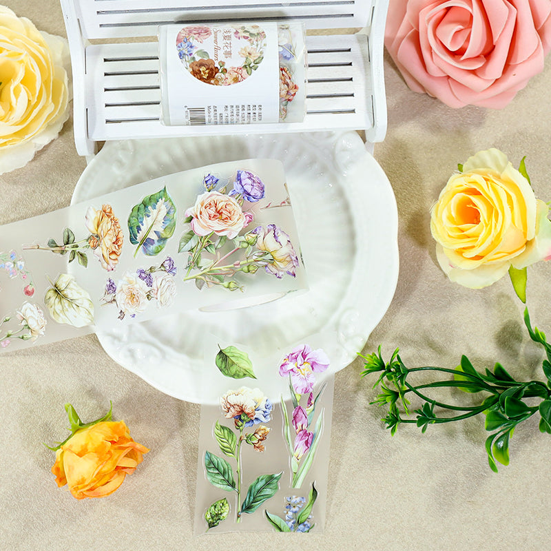 Summer Flower Events Die Cutting Fog PET Tape featuring summer, and flower designs for journaling, scrapbooking and collage