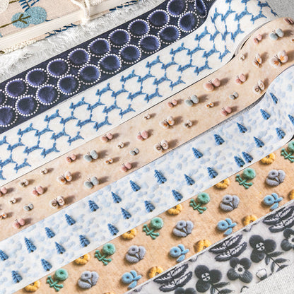 Kagawa Shimeng Series White Kraft Paper Tape featuring white designs for journaling, scrapbooking and collage