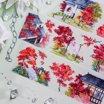Whole Roll 7cm*5m Cold Maple Leaves PET Tape