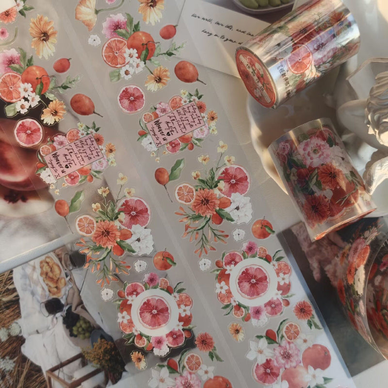 Whole Roll 6cm*3m Orange Sweet Companion Die Cutting PET Tape featuring sweet, and orange designs for journaling, scrapbooking and collage