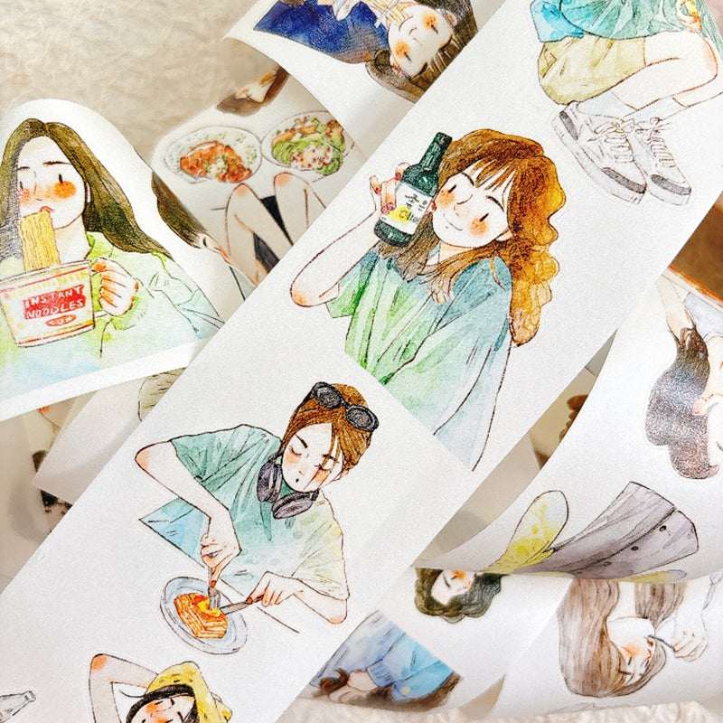 5.5cm*333cm Having a meal Die Cutting Washi/PET/Fog PET Tape for journaling, scrapbooking and collage
