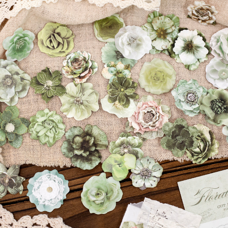 Flower Cutting Old Treasures Series Sticker featuring old, and flower designs for journaling, scrapbooking and collage