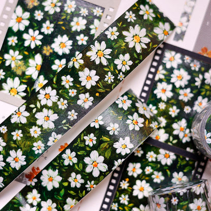 Whole Roll 2.7cm*3m Green Field Washi Tape featuring green designs for journaling, scrapbooking and collage