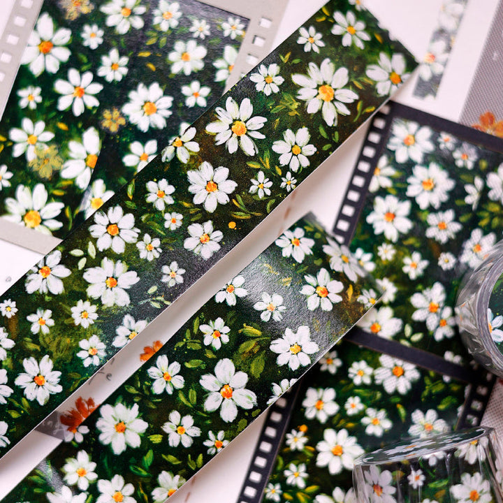 Whole Roll 2.7cm*3m Green Field Washi Tape featuring green designs for journaling, scrapbooking and collage