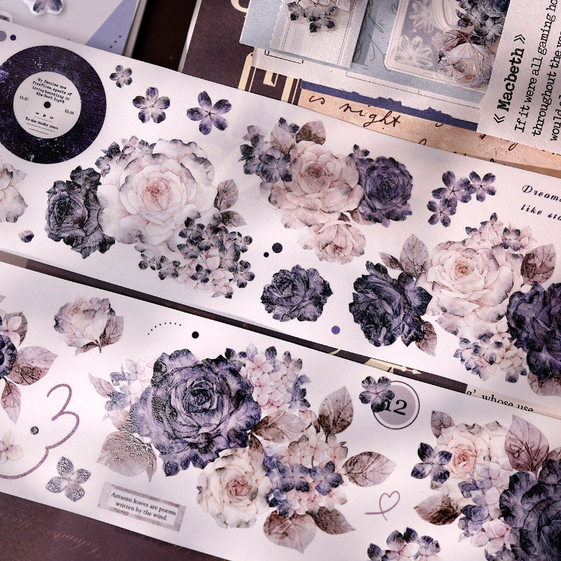 Whole Roll 6cm*5m Cloud Ink Flower Clusters Die Cutting Washi/PET/Shell Light Washi/PET Tape