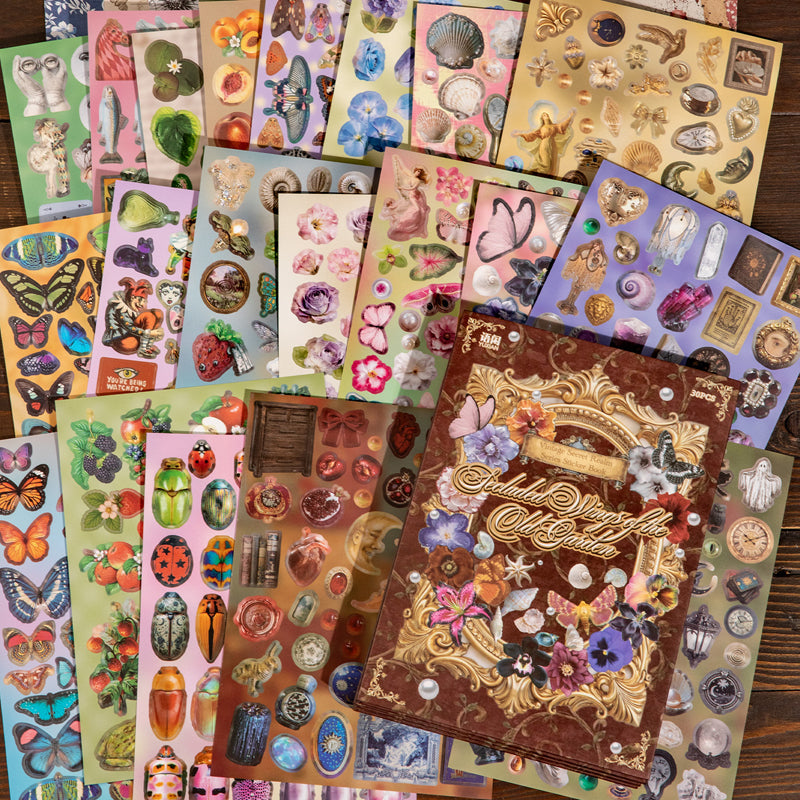 Retro Sanctuary Series Sticker Book featuring retro, and book designs for journaling, scrapbooking and collage