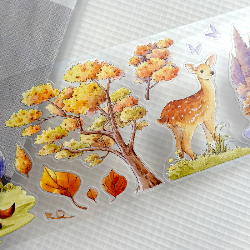Whole Roll 6.5cm*5m In the forest area Die Cutting Washi/PET/Fog PET Tape featuring forest designs for journaling, scrapbooking and collage