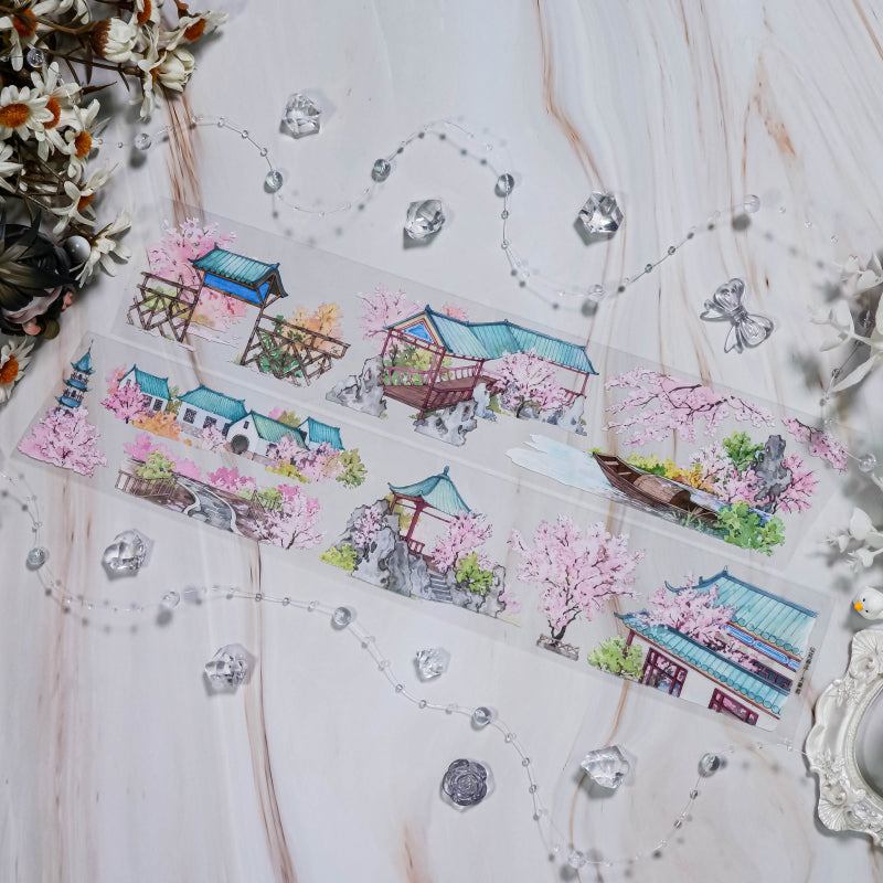 Whole Roll 6.5cm*5m Spring Lush PET Tape featuring spring designs for journaling, scrapbooking and collage