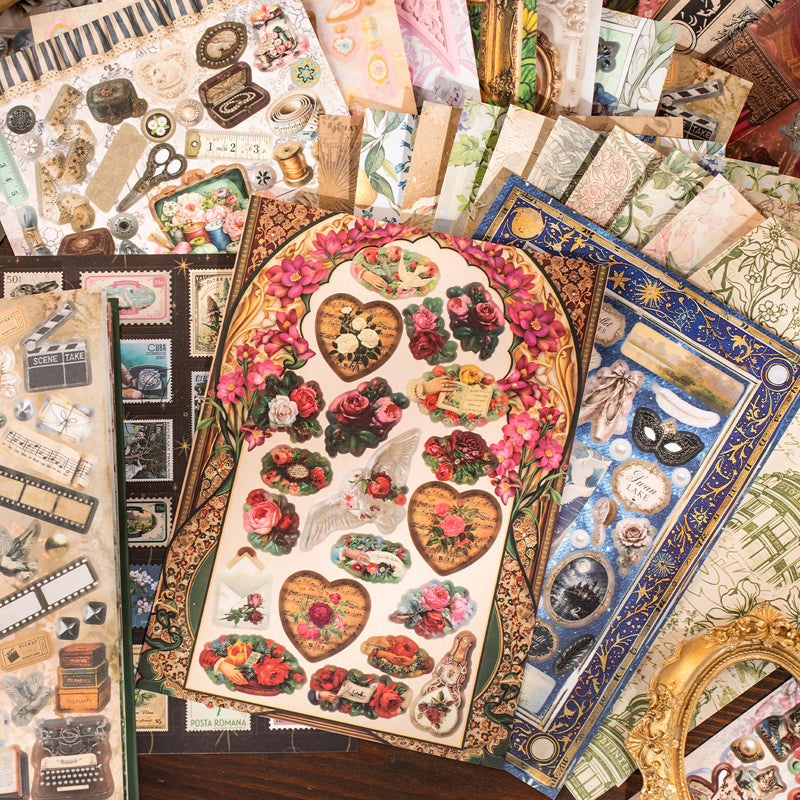 Old Things Collection Series Sticker Book featuring old, and book designs for journaling, scrapbooking and collage