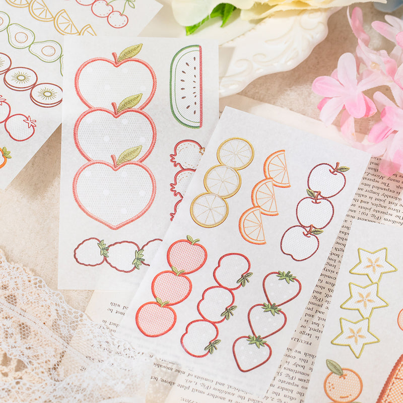 Embroidered Color Market Series Sticker Book featuring red, book, and color designs for journaling, scrapbooking and collage